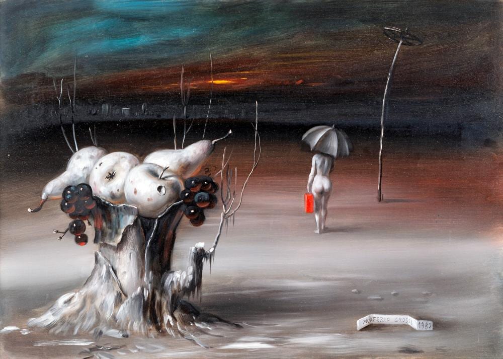 Proferio Grossi comparable auction result: proferio grossi vignale 1923 traversetolo 2000 surreal landscape