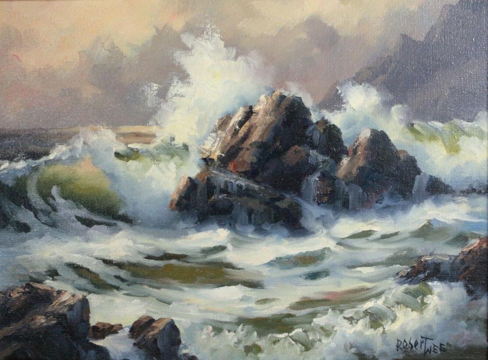 Robert Wee comparable auction result: robert wee 1927 oil painting on canvas coastal landscape signed