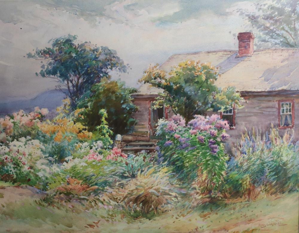 Henry Webster Rice comparable auction result: henry webster rice american 1853 1934 watercolor painting on paper garden
