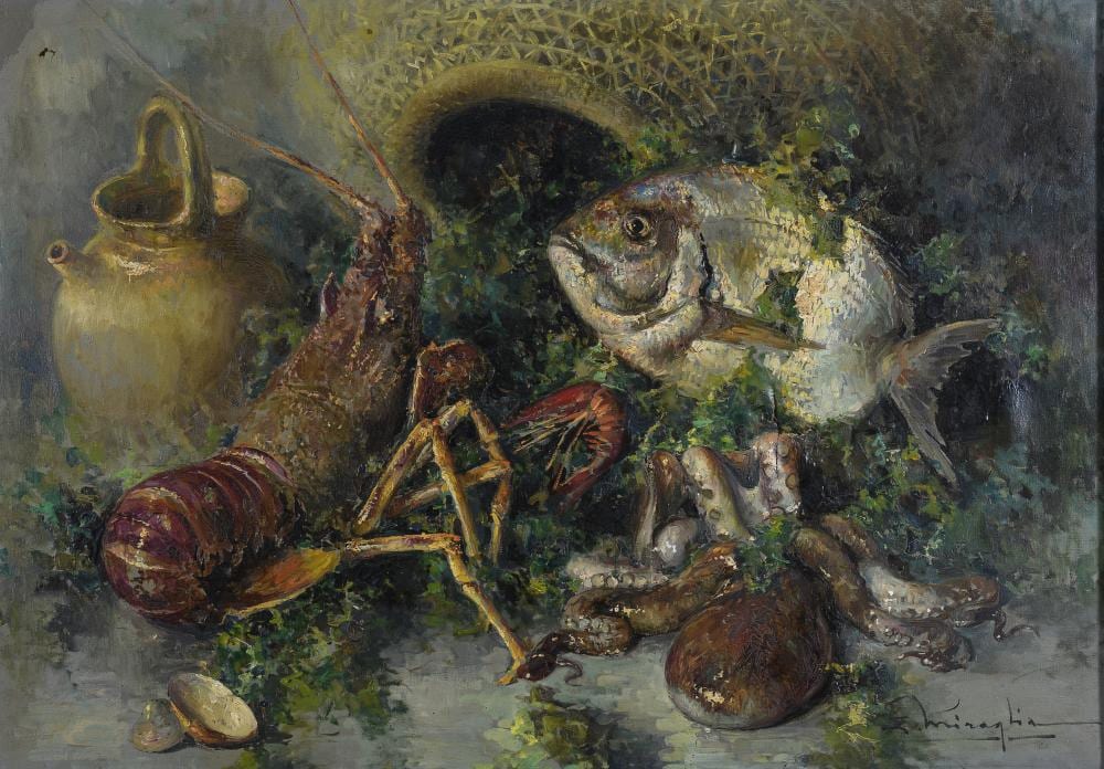 Ermogene Miraglia comparable auction result: oil still life by ermogene miraglia