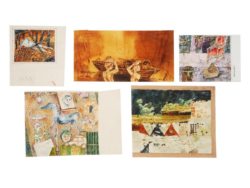 Ray Shyamal Datta comparable auction result: indian watercolor sketches by shyamal dutta ray