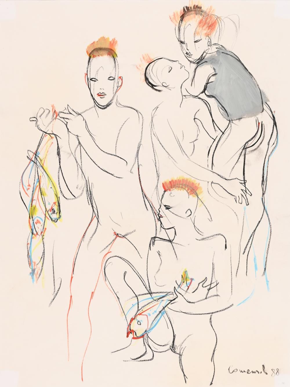 Mario Comensoli comparable auction result: mario comensoli 1922 1993 2 drawings punks