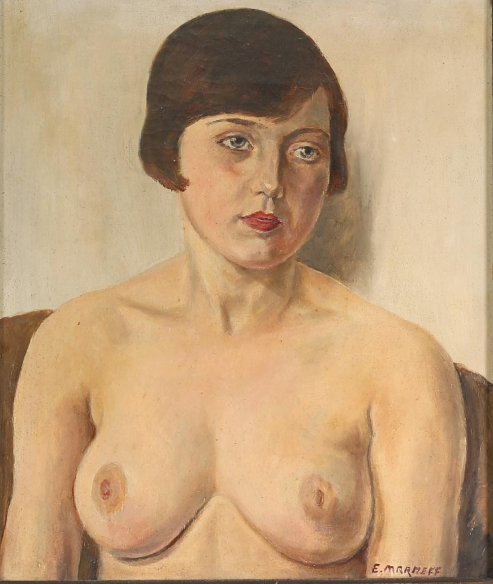 Ernest Marneffe comparable auction result: ernest marneff 1866 1920 la dame aux seins nus oil on canvas