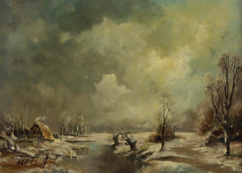 Armand Adrien Marie Apol comparable auction result: armand apol 1879 1950 oil on canvas winter landscape signed