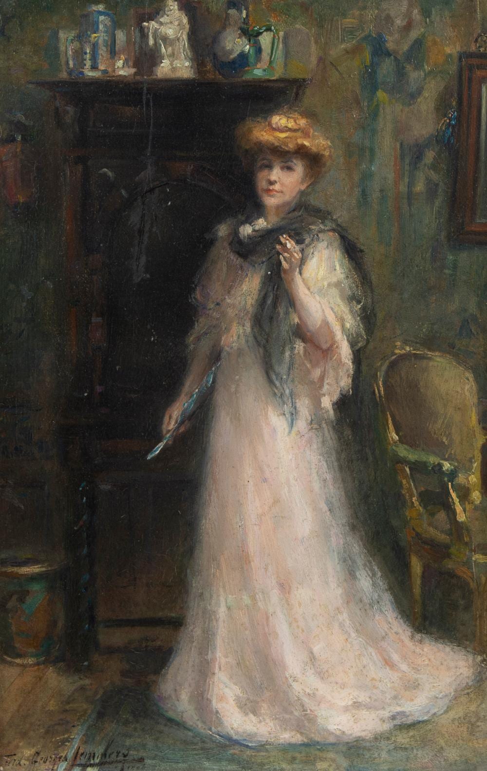 Georges Lemmers comparable auction result: georges lemmers 1871 1944 oil on panel elegant lady signed