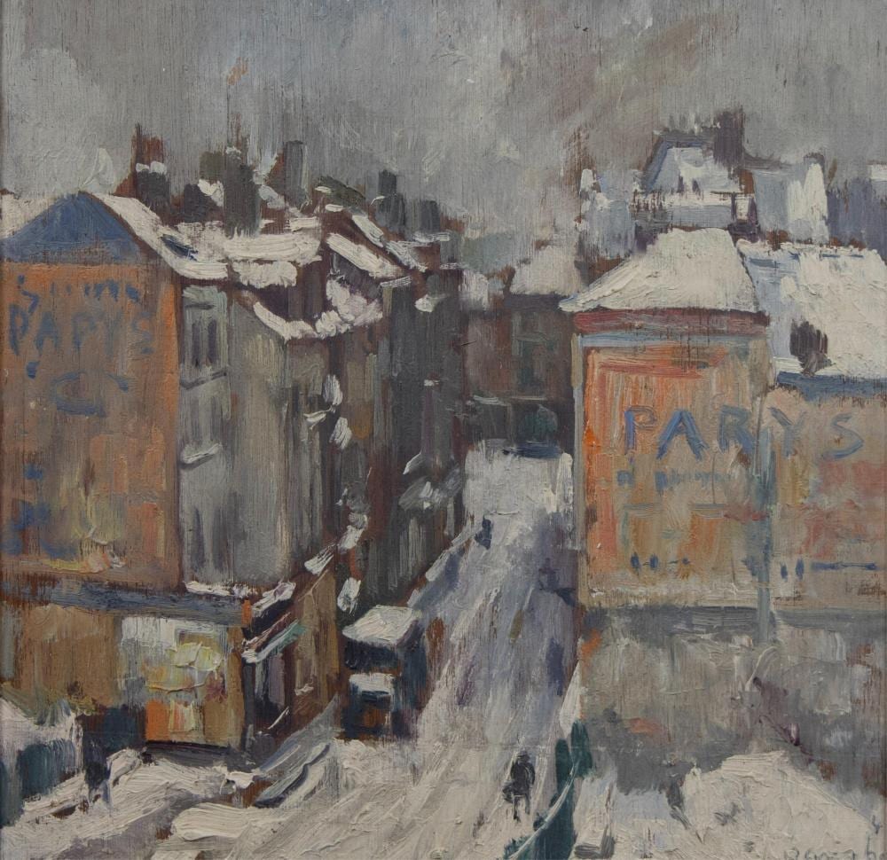 Jules Rambo comparable auction result: jules rambo 1896 1974 oil on panel winter street view signed