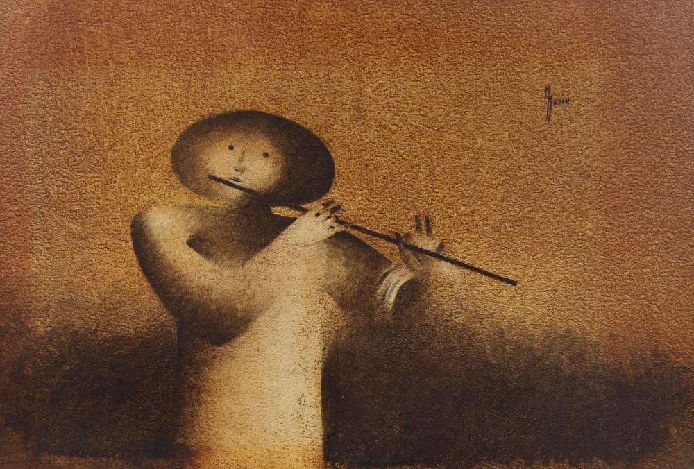 Maurice Musin comparable auction result: maurice musin 1939 oil on panel joueur de fl te signed
