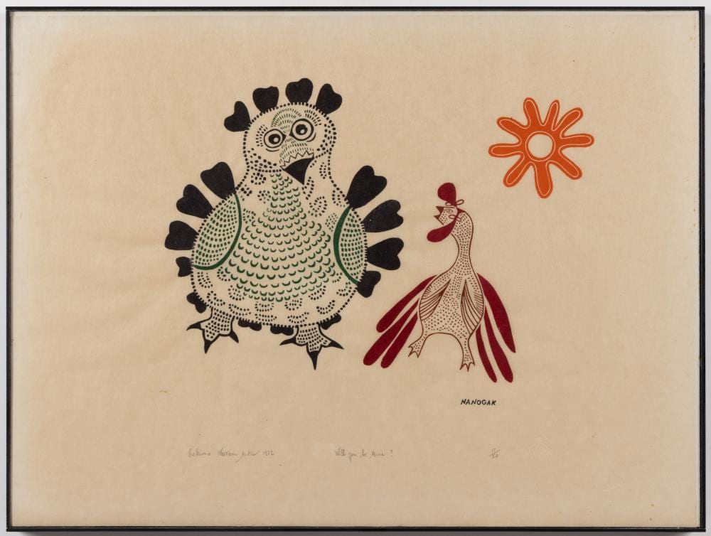Agnes Nanogak comparable auction result: agnes nanogak canadian inuit 1925 2001 will you be mine lithograph