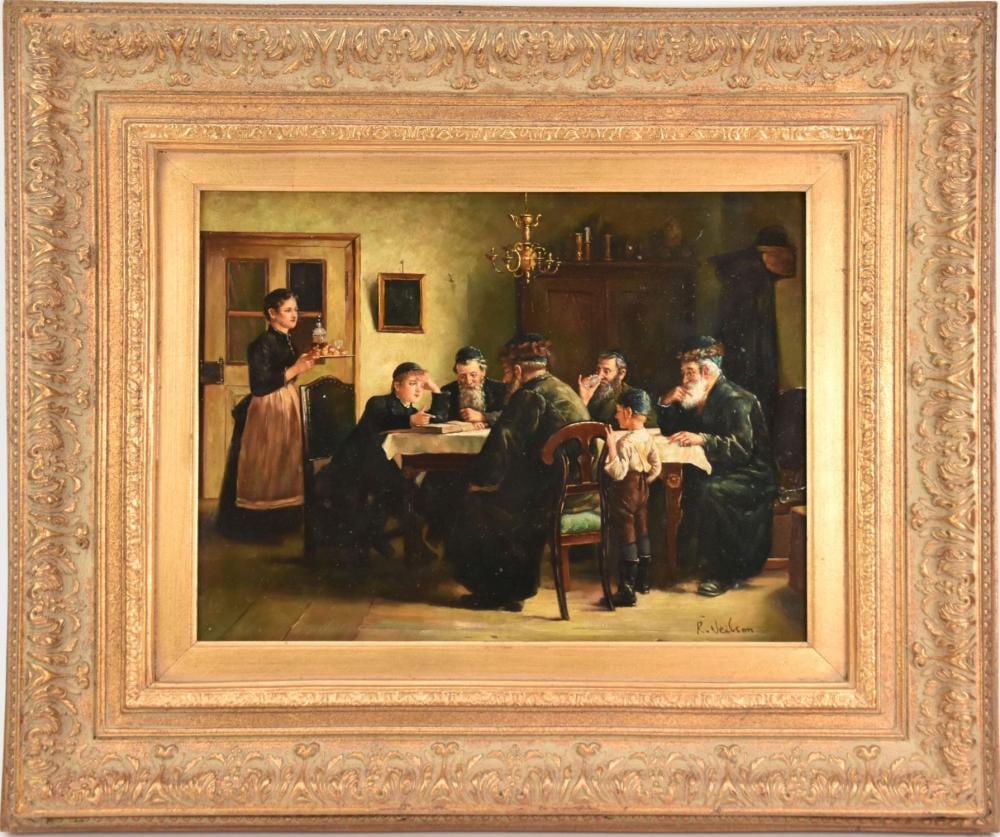 raymond neilson american 1881 1964 oil on board interior scene after supper teaching lessons signed r neilson lower right 12 x 16 board 21 x 25 overall · Bill Hood & Sons Arts & Antiques Auctions · 2024-06-11 Raymond Neilson comparable auction result: raymond neilson american 1881 1964 oil on board interior scene after supper teaching lessons signed r neilson lower right 12 x 16 board 21 x 25 overall