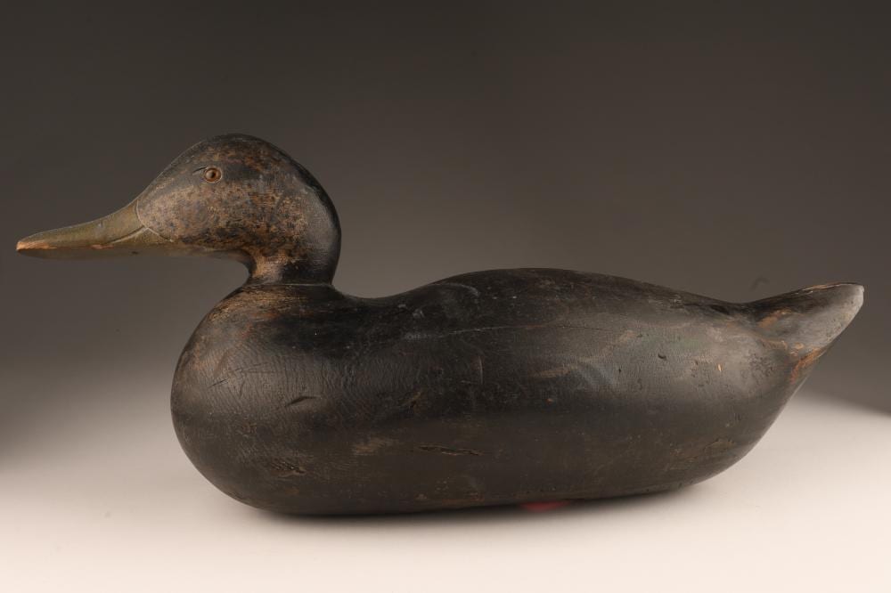 Antique Mason Factory Black Duck Decoy Glass Eyes sold by Kavanagh Auctions, lot 274 — auction record photograph