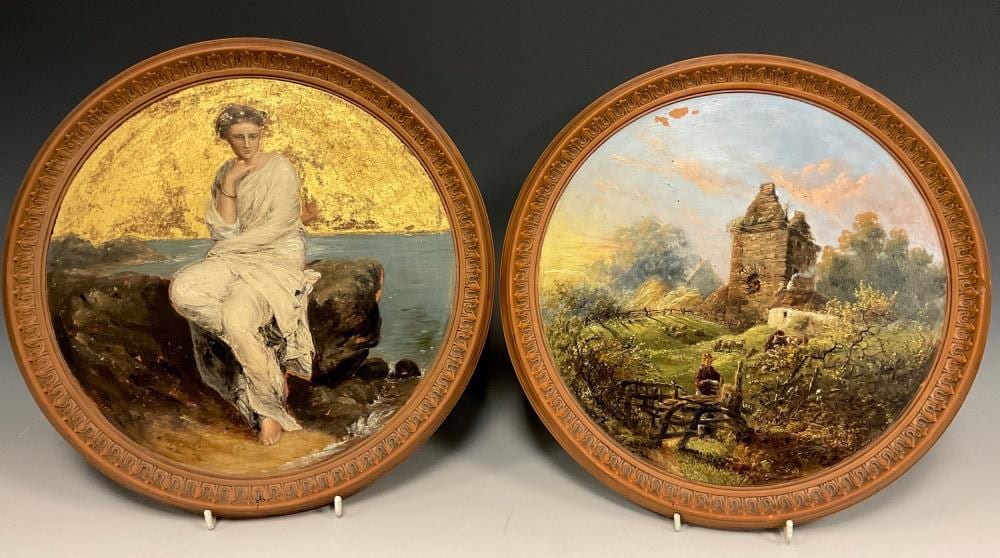 William (1860) Kennedy comparable auction result: a pair of watcombe torquay ware hand painted terracotta plaques by willia