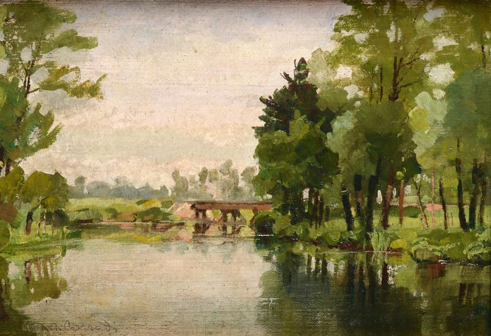 Alfonso Corradi comparable auction result: alfonso corradi castelnuovo di sotto 1889 milano 1972 il lambro 1928