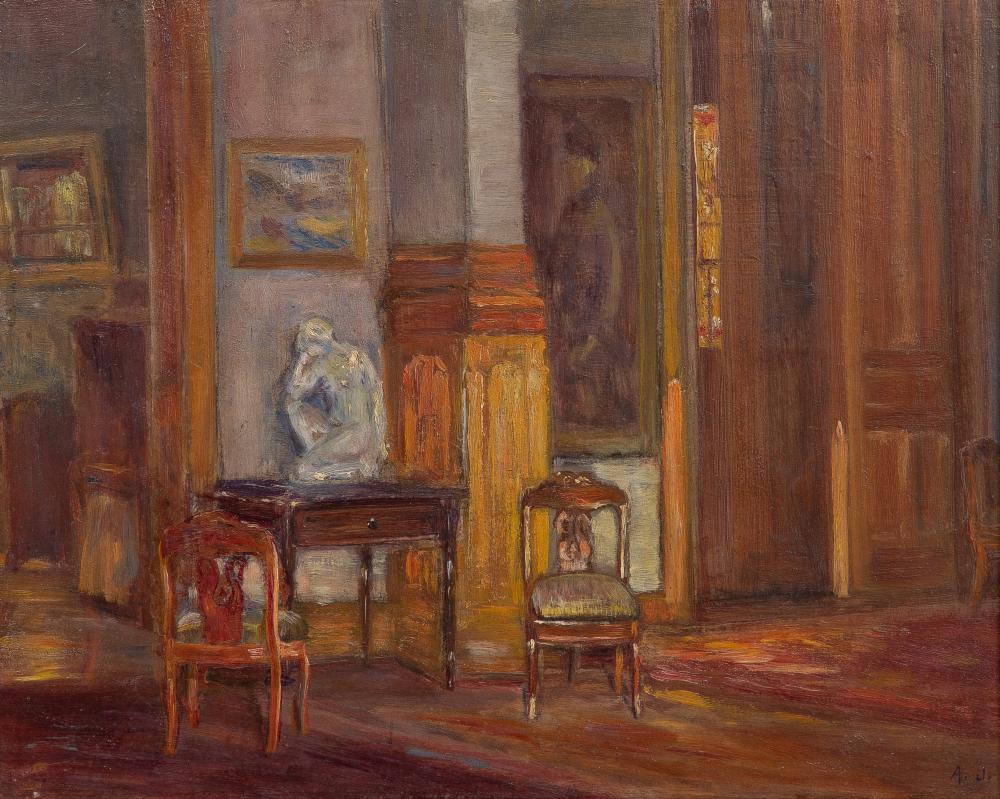 Alfred Juergens comparable auction result: alfred juergens american 1866 1934 home interior oil on board