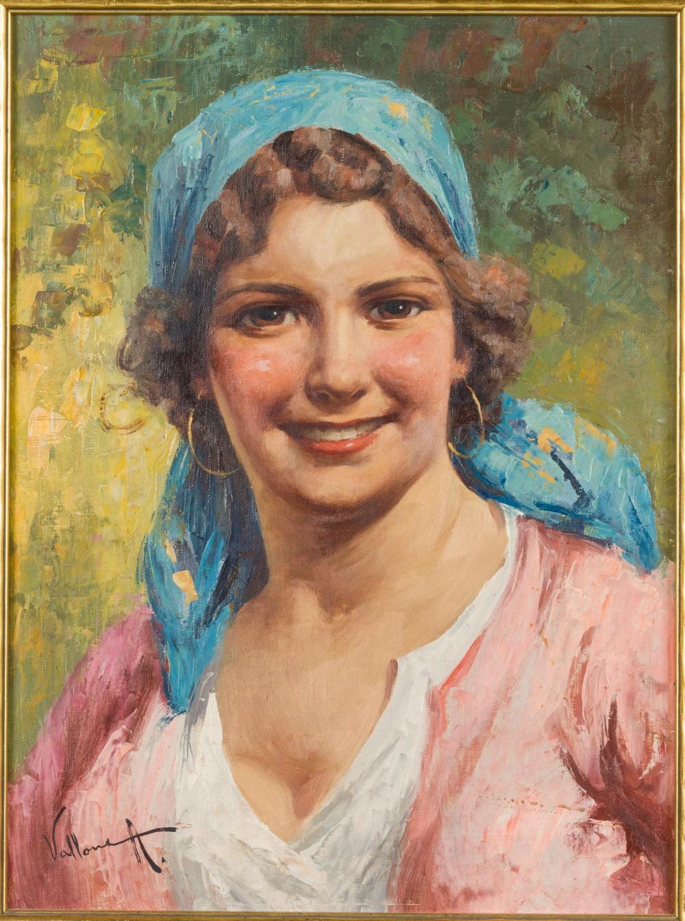 Antonio Vallone comparable auction result: antonio vallone italian portrait of a girl o c