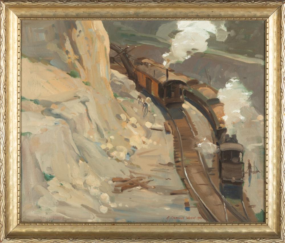 Redmond Stephens Wright comparable auction result: redmond stephens wright american 1903 1991 switching train cars 1945