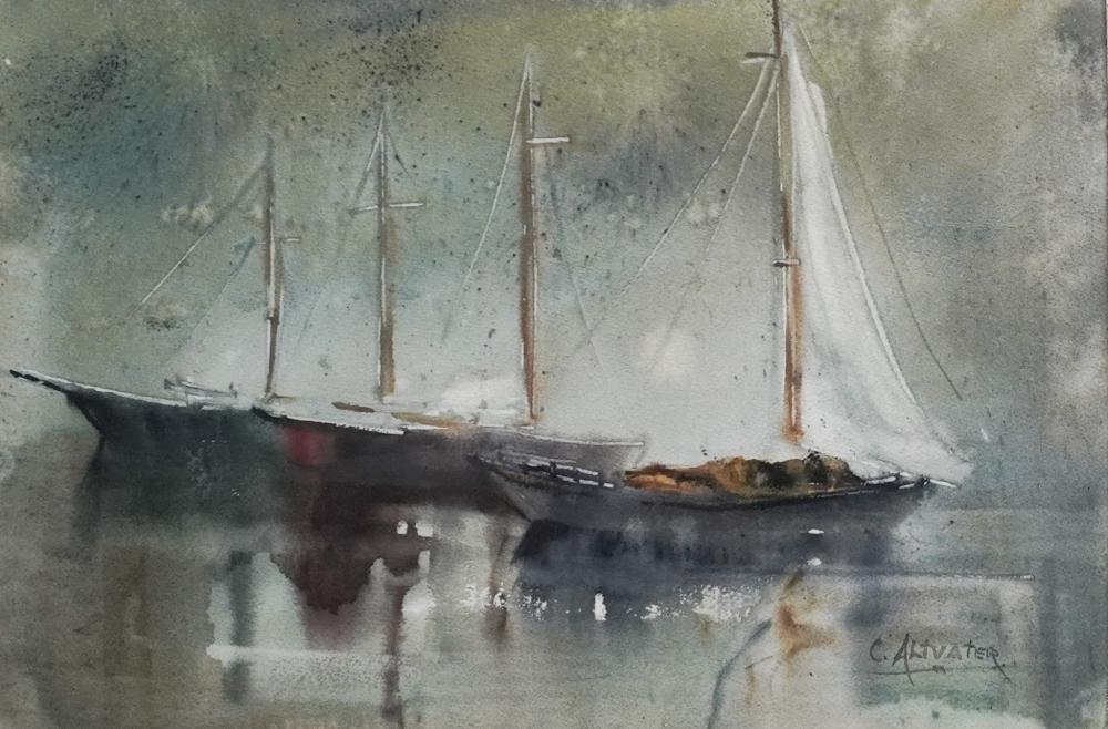 catherine tharp altvater american 1907 1984 docked boats watercolor signed l r frame 19 1 2 x 26 1 2 in 49 5 x 67 3 cm · Weschler's · 2024-06-11 Catherine Tharp Altvater comparable auction result: catherine tharp altvater american 1907 1984 docked boats watercolor signed l r frame 19 1 2 x 26 1 2 in 49 5 x 67 3 cm