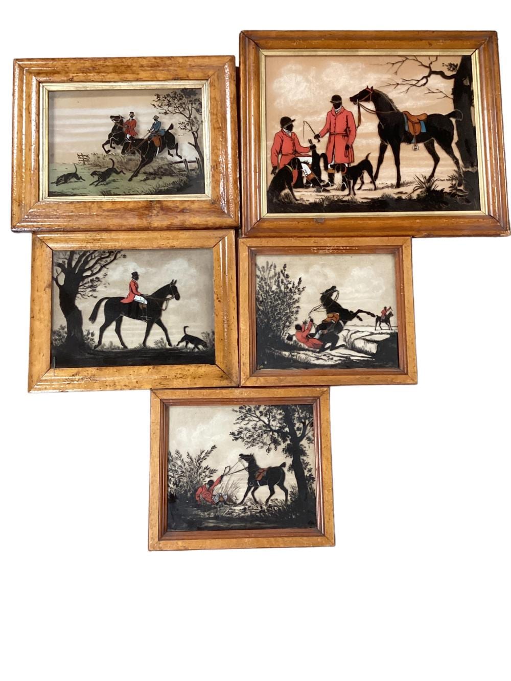 Jean Michel Moreau comparable auction result: 5 reverse paintings on glass from 1930 s print of j en accepte l heureux pr sage by jean michel moreau