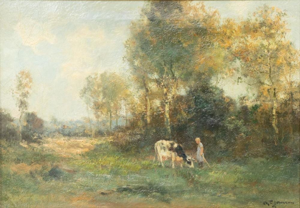 Willem George Frederik Jansen comparable auction result: willem george frederik jansen 1871 1949 landschap met boerin en grazende koe