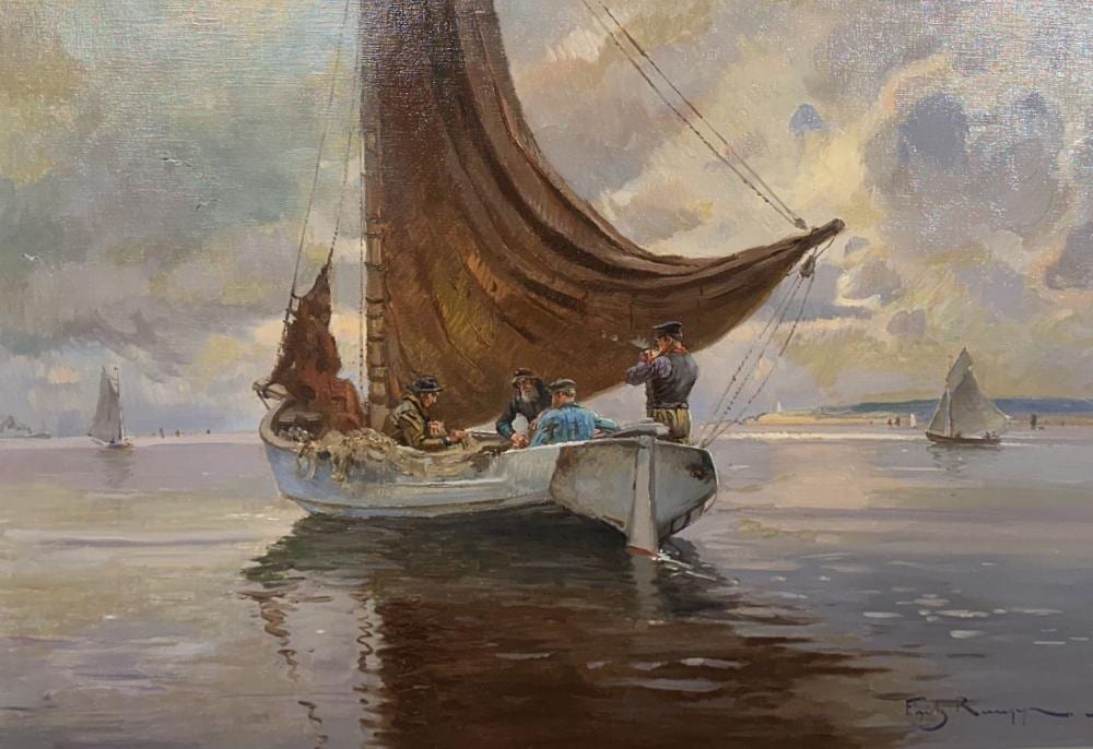 Friedrich Raupp comparable auction result: friedrich raupp 1871 1949 fischerboot mit fischern am bodden ostsee signiert l lwd 70 x 101 cm friedrich raupp 1871 1949