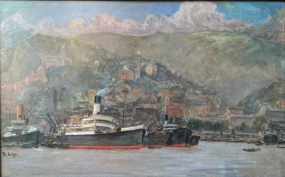 richard lipps 1857 1926 bekannter maler von italien bzw venedig motiven hafen mit dampfern in ruhiger see und einer dorflandsc · Auktionshaus Mars · 2024-07-06 Richard Lipps comparable auction result: richard lipps 1857 1926 bekannter maler von italien bzw venedig motiven hafen mit dampfern in ruhiger see und einer dorflandsc
