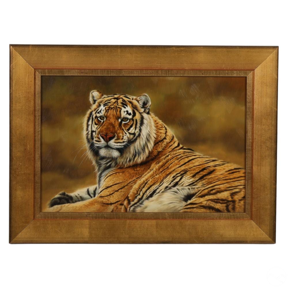 Krystii Melaine comparable auction result: krystii melaine b 1963 wild tiger big cat painting