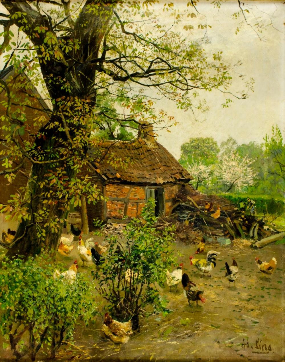 Adolf Lins comparable auction result: adolf lins german 1856 1927 oil painting antique