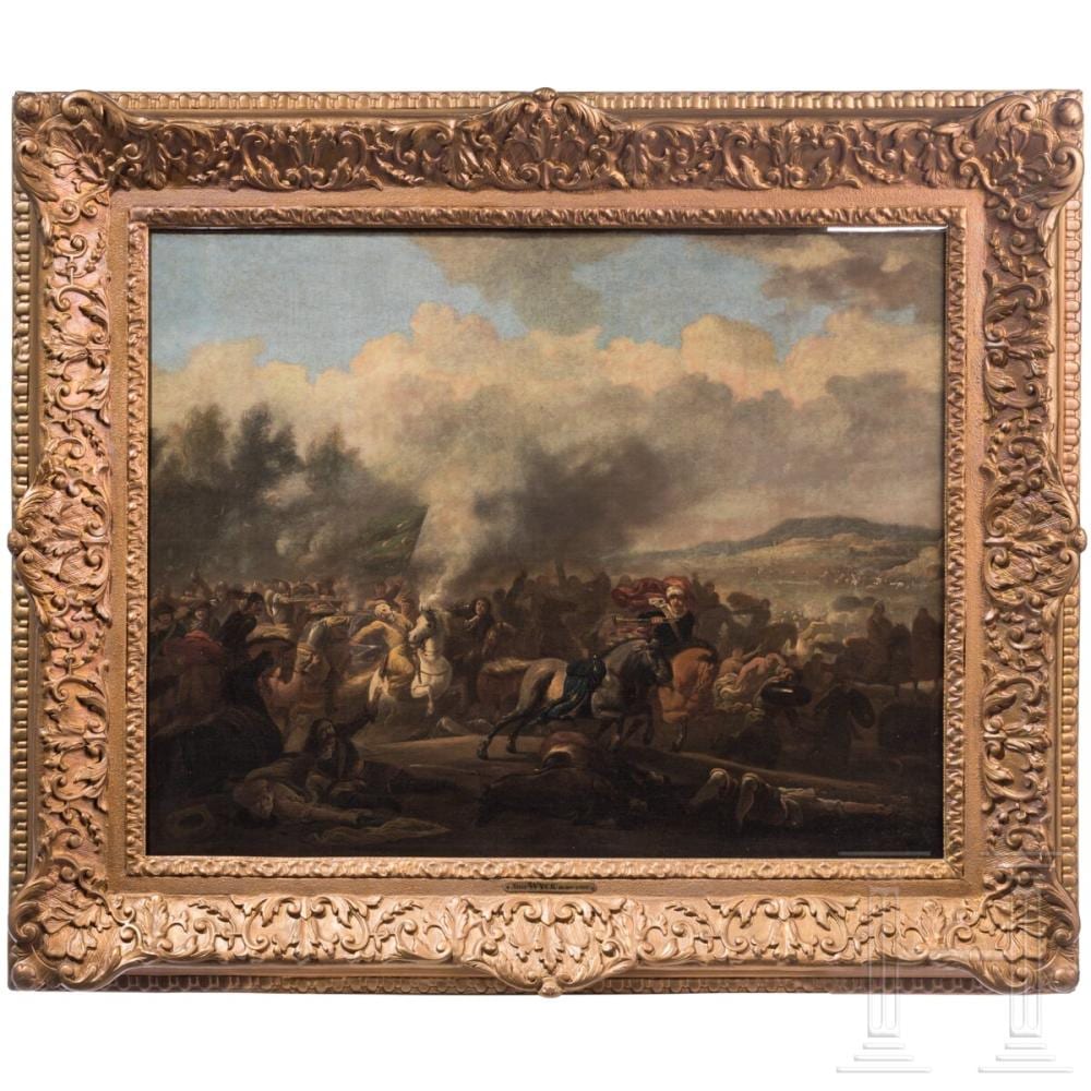 Jan Wyck comparable auction result: jan wyck attr battle scene with turkish cavalry dutch 17th century