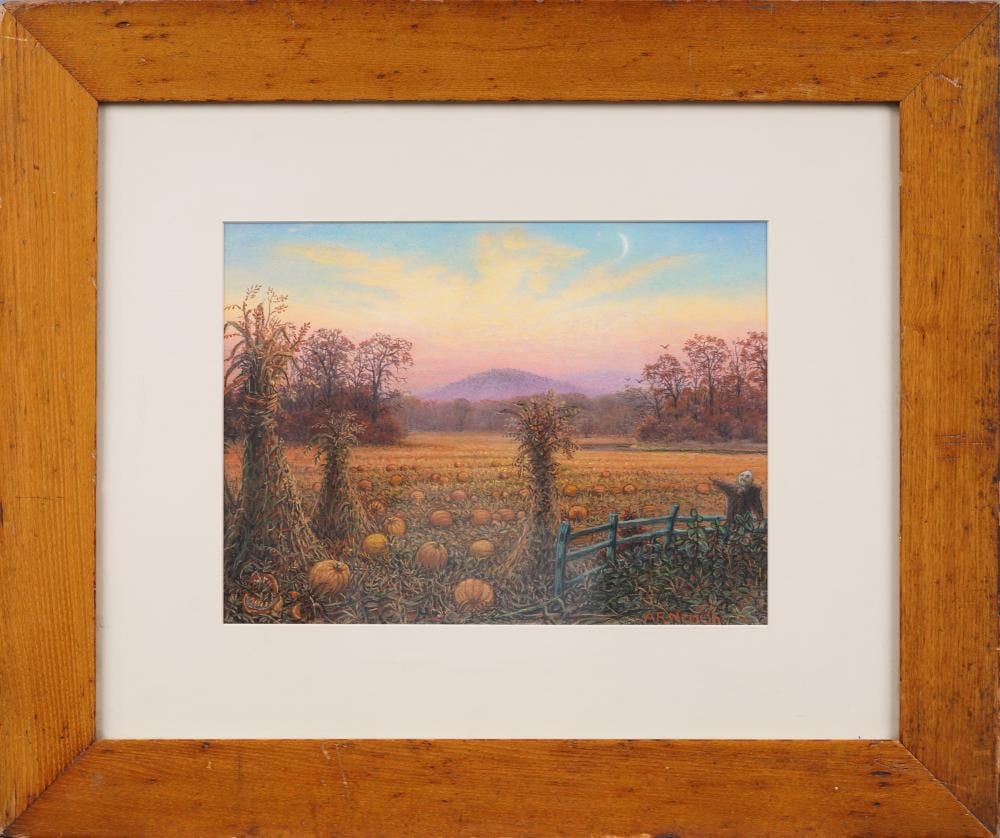 Albert Nemethy comparable auction result: albert nemethy signed antique american impressionist fall haystack pumpkin patch pastel painting