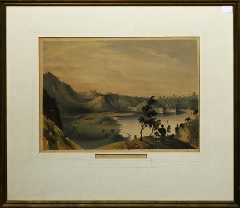 George French Angas comparable auction result: george french angus interior of mount gambier lithograph title and artist name inscribed below plate 24 5 x 35cm frame size 47