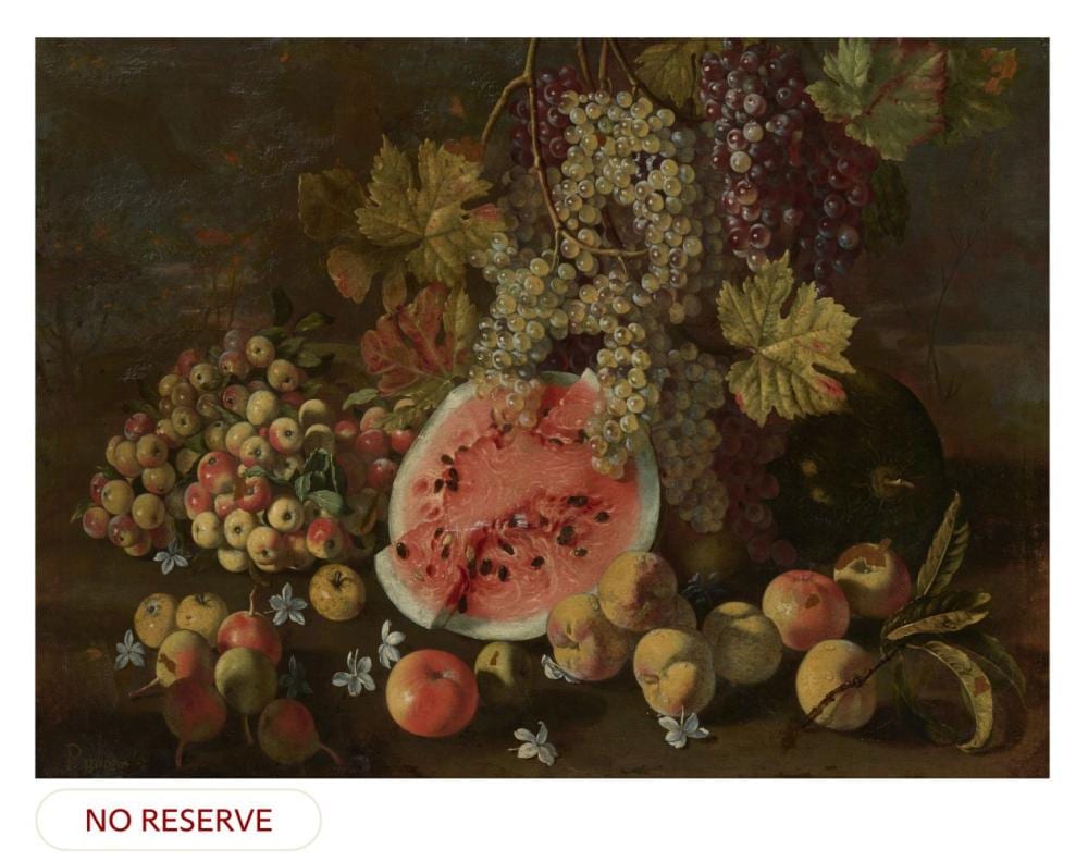 giovanni battista ruoppolo naples 1629 1693 a watermelon apples pears · Christie's · 2024-07-03 Giovanni Battista Ruoppolo comparable auction result: giovanni battista ruoppolo naples 1629 1693 a watermelon apples pears