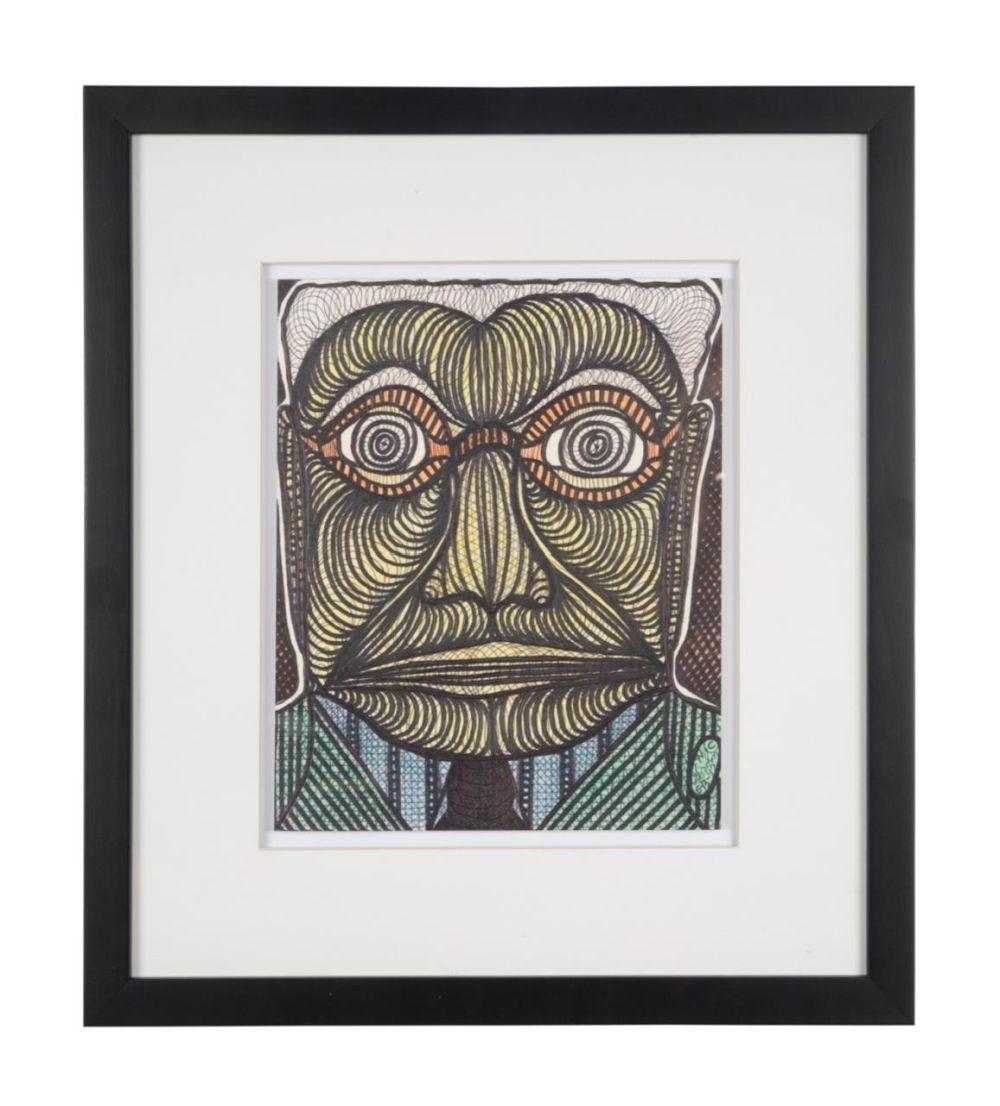 Ted Gordon comparable auction result: ted gordon portrait ink and mixed media 1997