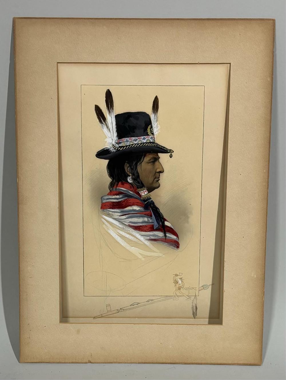 Frank A. Rinehart comparable auction result: frank a rinehart american 1861 1928 portrait of a native american hand colored photograph