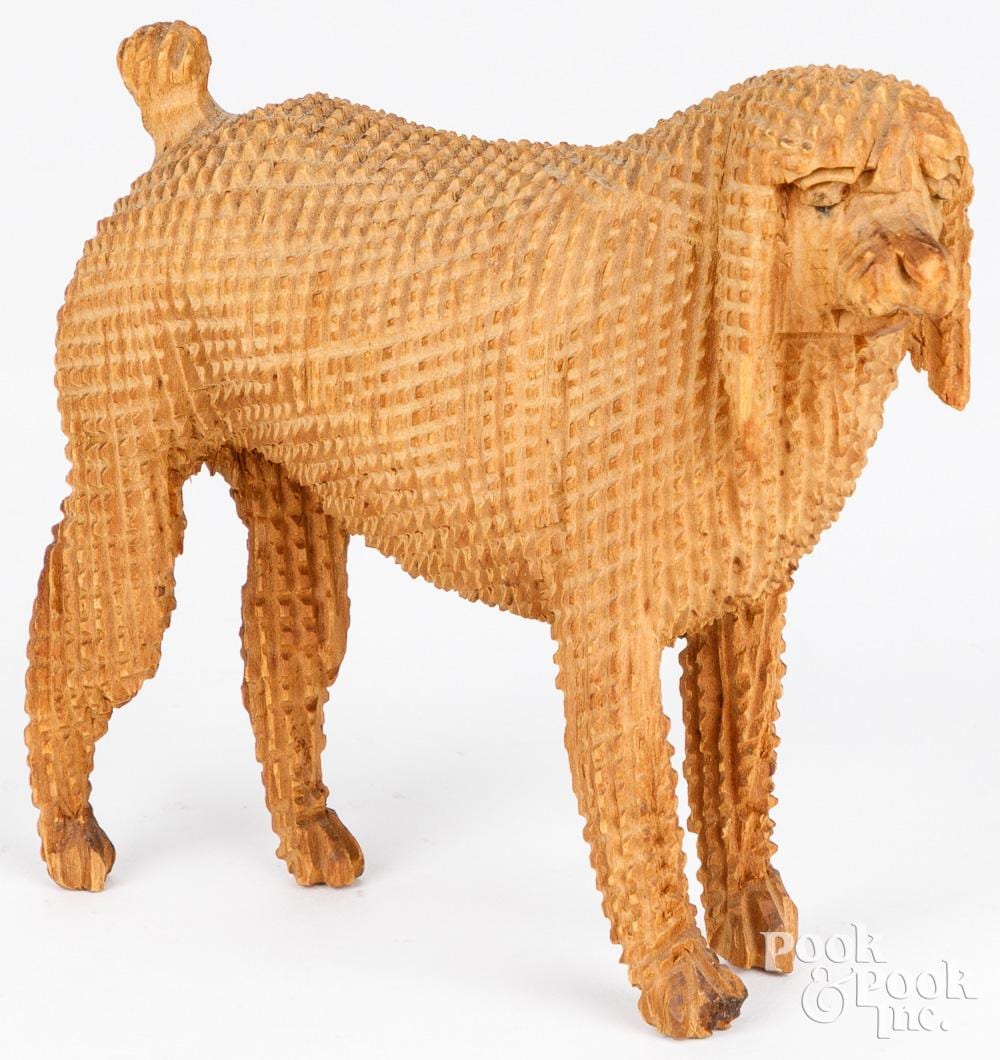 aaron mountz carved pine dog · Pook & Pook Inc. · 2024-06-27 Aaron Mountz comparable auction result: aaron mountz carved pine dog