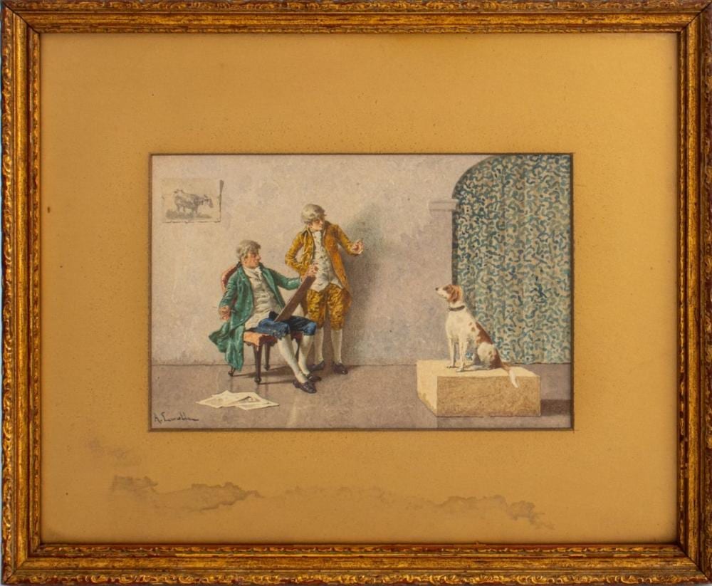 Antonio Canella comparable auction result: antonio canella the patient sitter watercolor