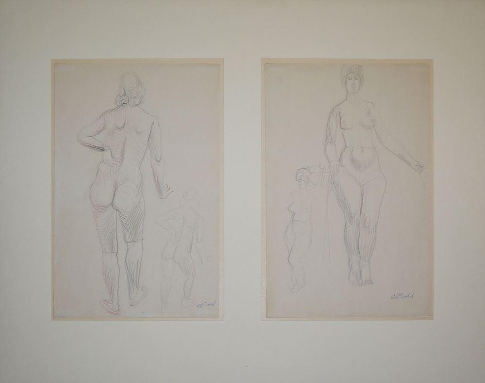 Carl Crodel comparable auction result: charles crodel akte zwei signierte bleistiftzeichnungen