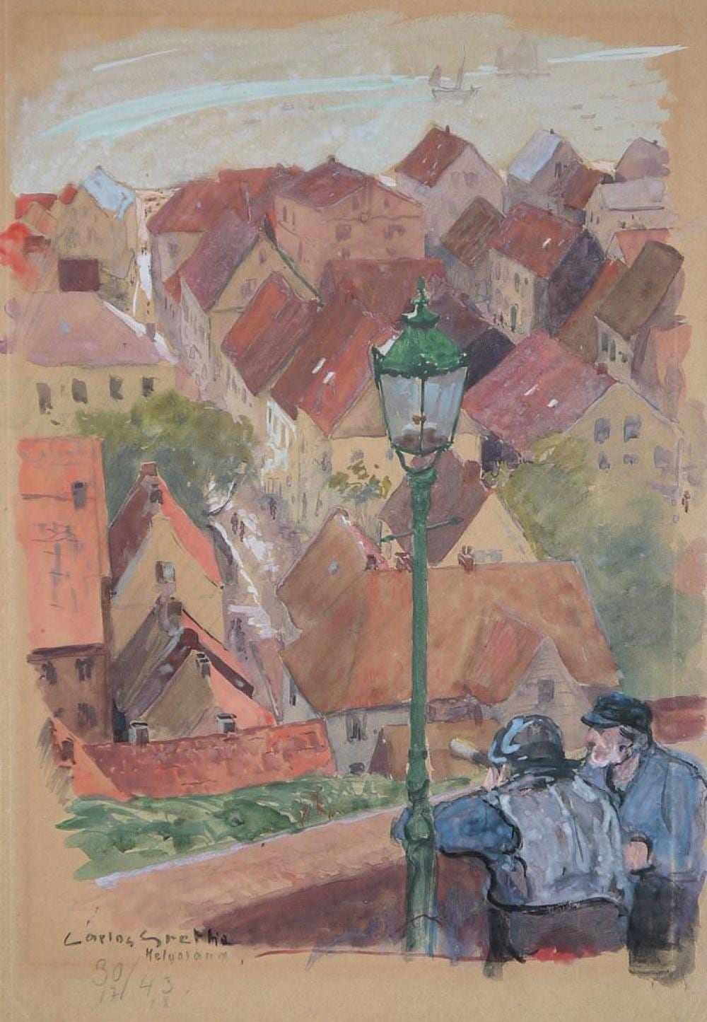Carlos Grethe comparable auction result: carlos grethe helgoland signiertes aquarell