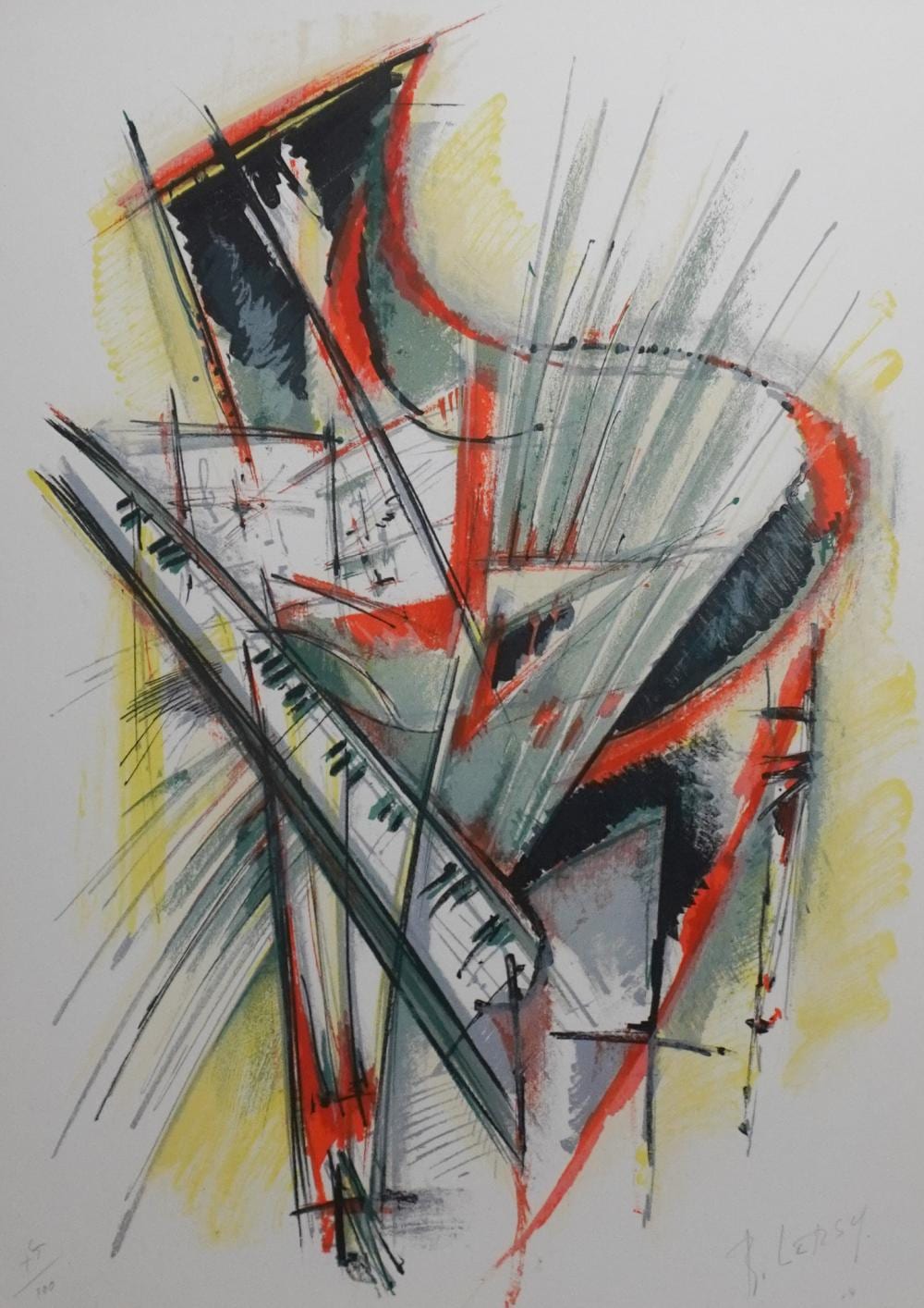 roger lersy french 1920 2004 sonata lithograph in color signed l r and numbered 45 100 l l frame 35 3 4 x 28 3 4 in 90 8 x 73 cm · Weschler's · 2024-06-18 Roger Lersy comparable auction result: roger lersy french 1920 2004 sonata lithograph in color signed l r and numbered 45 100 l l frame 35 3 4 x 28 3 4 in 90 8 x 73 cm