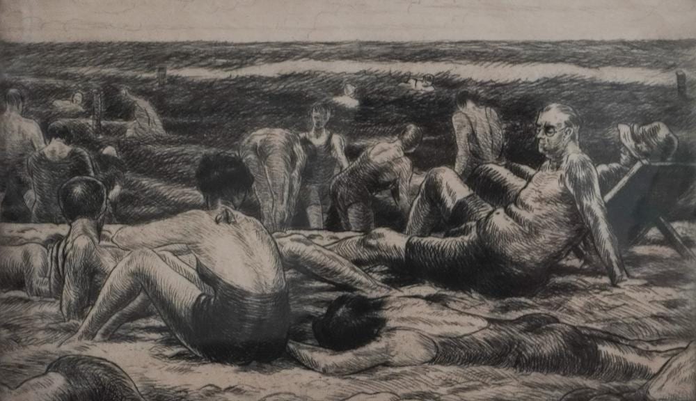 Grant Tyson Reynard comparable auction result: grant tyson reynard american 1887 1967 the beach etching unframed mat 14 x 18 in 35 6 x 45 7 cm