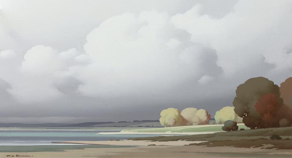 Pierre de Clausades comparable auction result: pierre de clausades french 1910 1976 storm clouds over the loire oil on canvas 42 x 78cm
