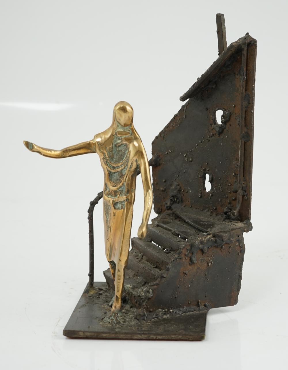 Arthur Dooley comparable auction result: arthur dooley british 1929 1994 a bronze and iron group of a figure descending a staircase 19cm wide 29cm high