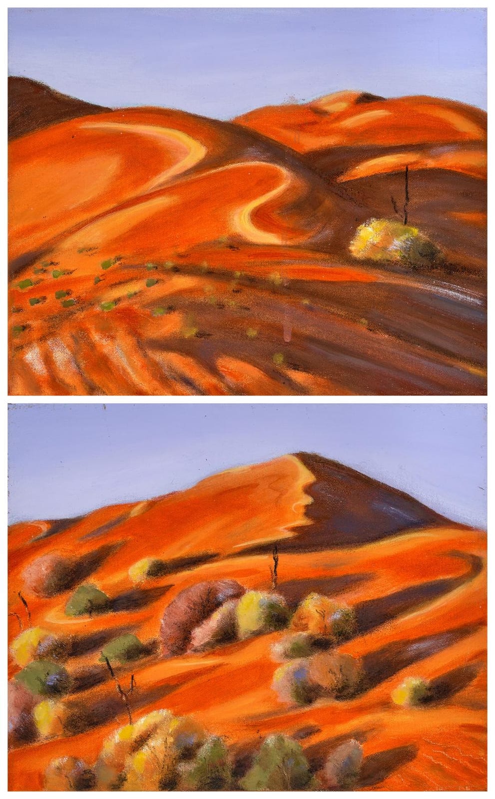 Denise Campbell comparable auction result: denise campbell 2 works shifting sands i ii 2011 acrylic on canvas 22 x 28 x 3 cm each ready to hang