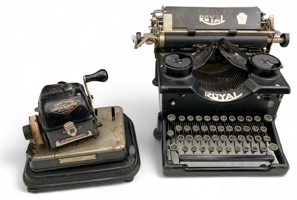 Antique Royal Typewriter & Safe-Guard Check Writer sold by Direct Auction Galleries, Inc., lot 310 — auction record photograph