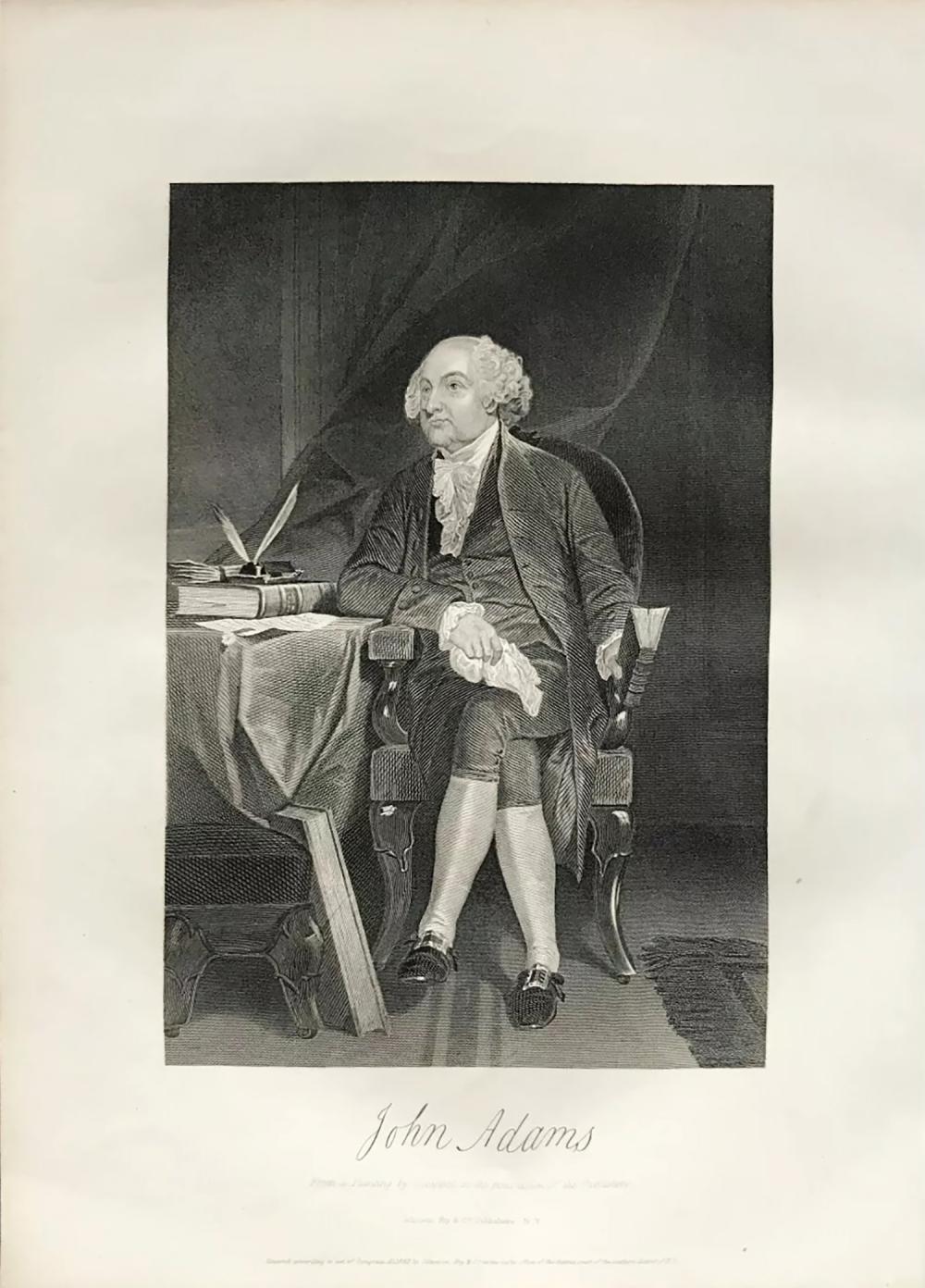 Alonzo Chappel comparable auction result: antique engraved portrait of john adams after alonzo chappel