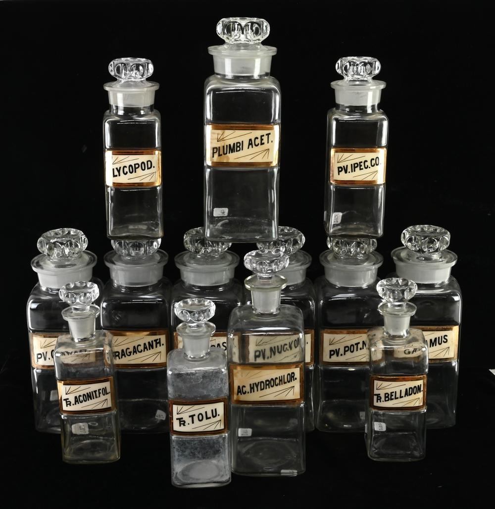 Auction comp thumbnail for Antique Apothecary Label Under Glass Jar Bottle Collection (Mebane Antique Auction, Lot 126)