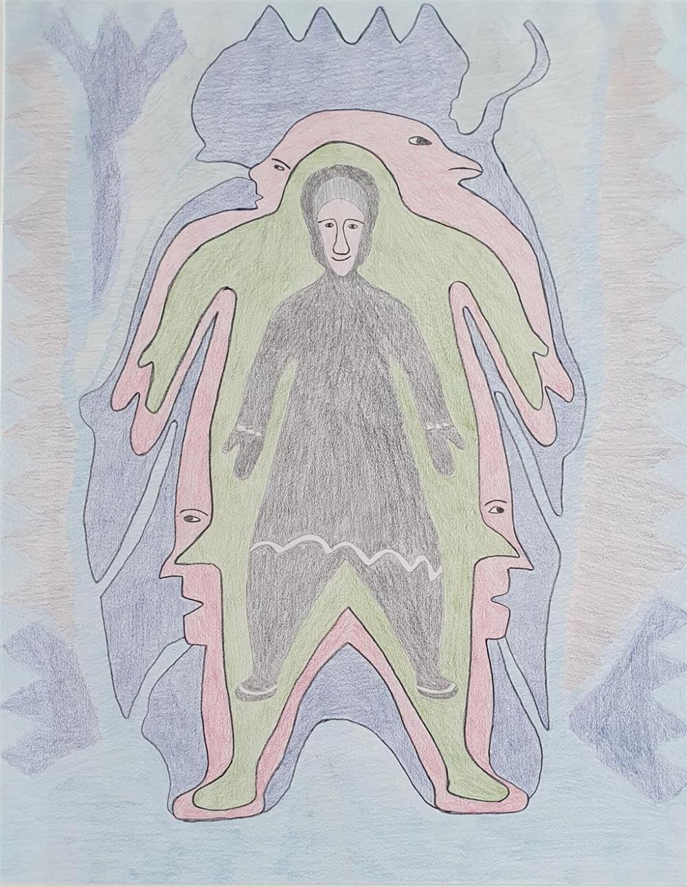 Irene Avaalaqiaq comparable auction result: irene avaalaaqiaq inuit 1941 inuk coloured pencil on paper unsigned 70 x 55 cm framed 91 x 73 cm original purchase receip