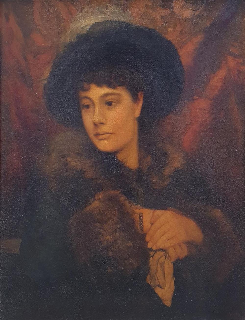 William Heath Wilson comparable auction result: william heath wilson 1849 1927 portrait of a lady half length in an ermine lined jacket and a plumed hat oil on canvas sign