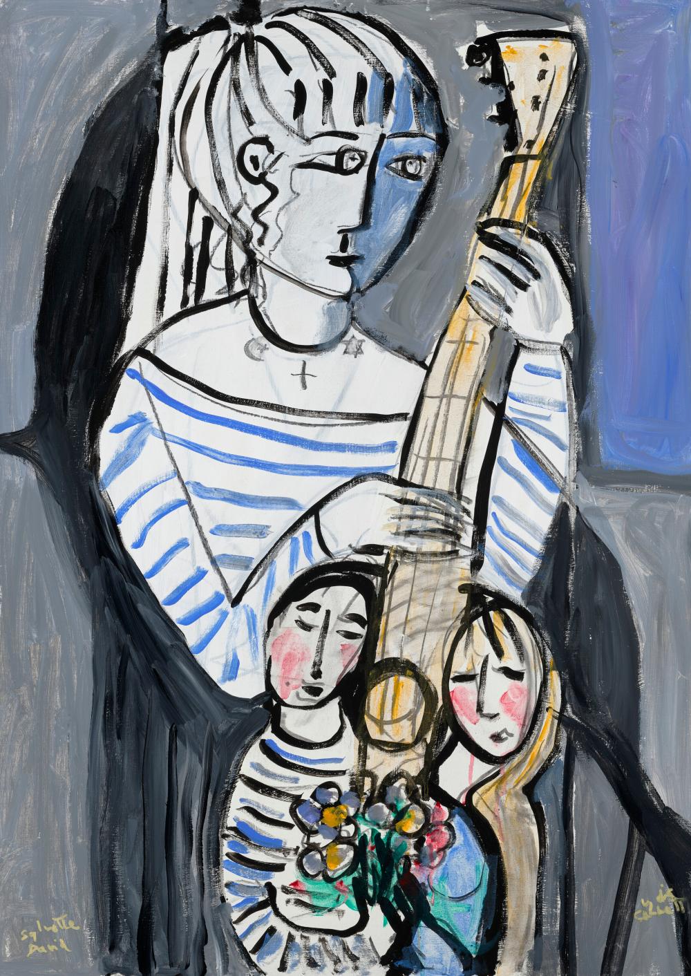 Lydia Corbett comparable auction result: lydia corbett n e sylvette david b 1934 sylvette playing the guitar fo