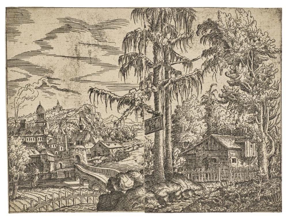 Hanns Lautensack comparable auction result: hanns lautensack 1520 1566 landscape with a view on a farmer s cottage a
