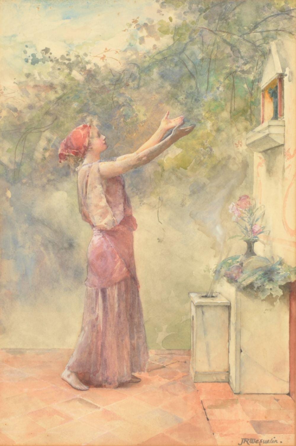 John Reinhard Weguelin comparable auction result: john reinhard weguelin 1849 1927 a girl worship