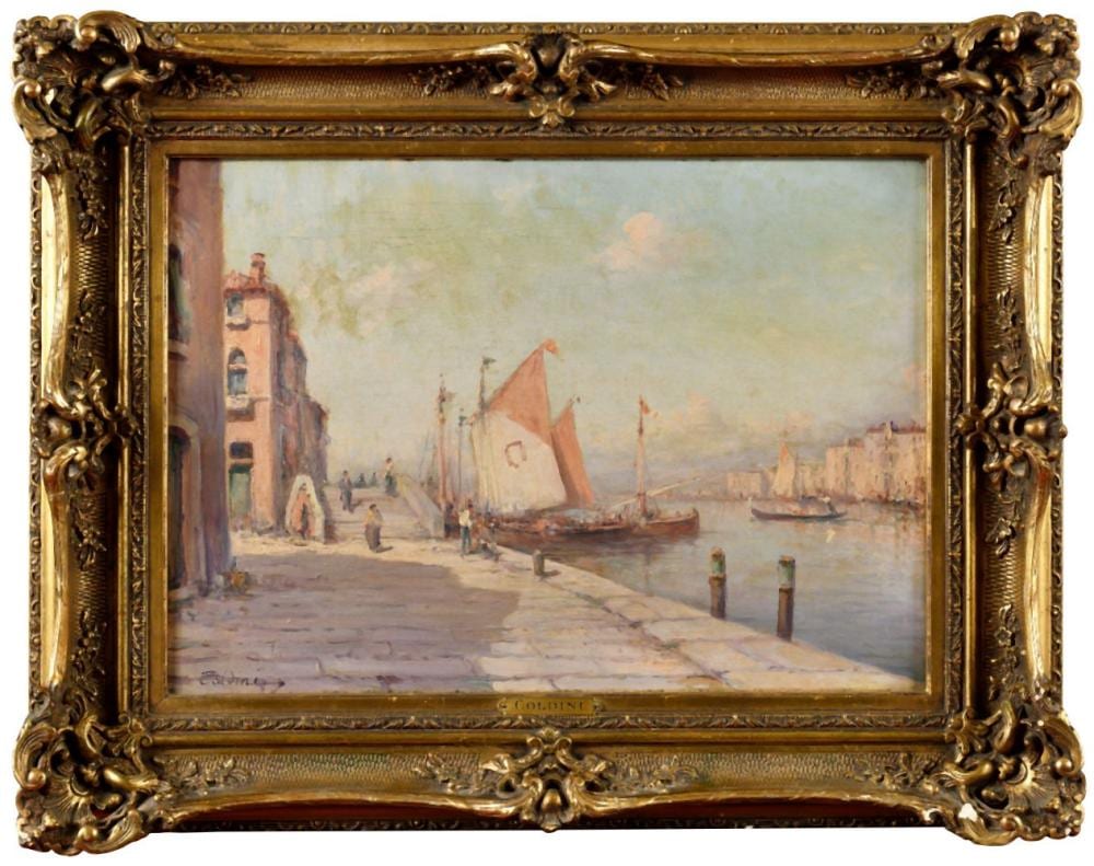 Alfredo Caldini comparable auction result: alfredo caldini act 1840 1850 vue d un port venise huile sur toile